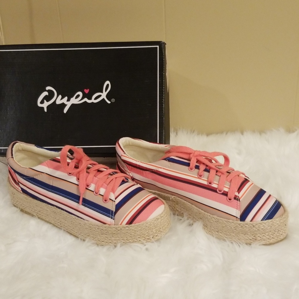 💥NEVER WORN⚡Coral Multicolor Fabric Espadrilles